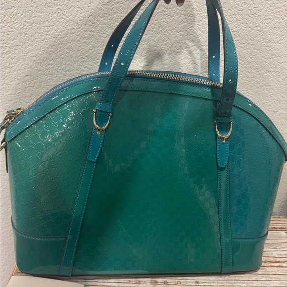 GUCCI MICROGUCCISSIMIA PATENT LEATHER SATCHEL - Picture 3 of 9